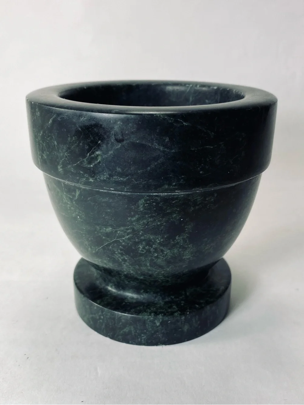 Vintage Traditional Green Marble Pedestal Mortar Spice Grinder Bowl (No Pestle)